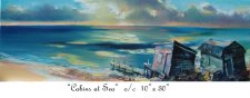 CABINS AT SEA, Newfoundland, Canada, Oil on Canvas